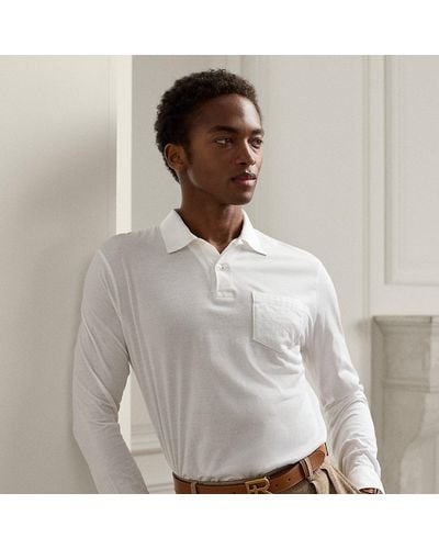 Ralph Lauren Purple Label Ralph Lauren Lisle Pocket Long-sleeve Polo Shirt - White