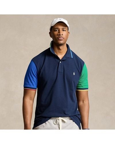 Ralph Lauren Große Größen - Piqué-Poloshirt in Color-Block-Optik - Blau