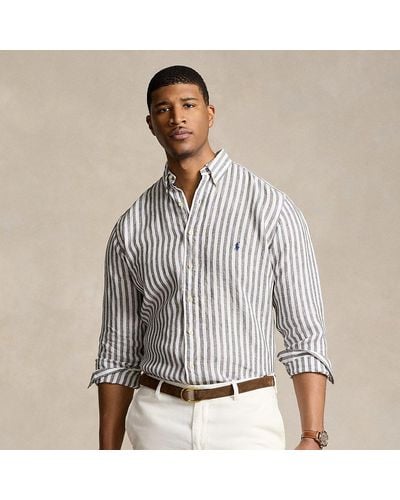 Ralph Lauren Big & Tall - Striped Linen Shirt - Grey