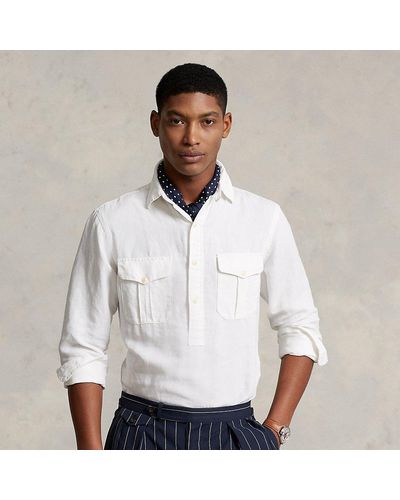 Polo Ralph Lauren Classic Fit Linen-silk Popover Shirt - White
