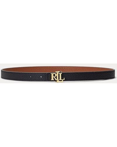 Lauren by Ralph Lauren Logo Reversible Leather Skinny Belt - Multicolour