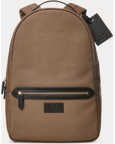 Ralph Lauren Leather-trim Canvas Backpack - Brown
