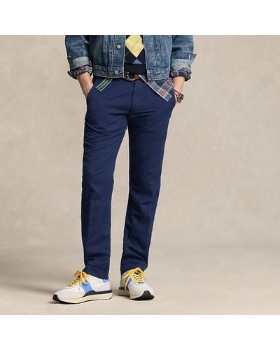 Polo Ralph Lauren Straight Fit Linen-cotton Trouser - Blue