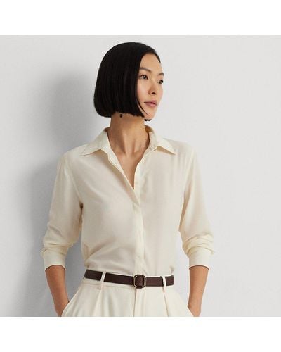 Lauren by Ralph Lauren Ralph Lauren Classic Fit Crepe Shirt - Natural