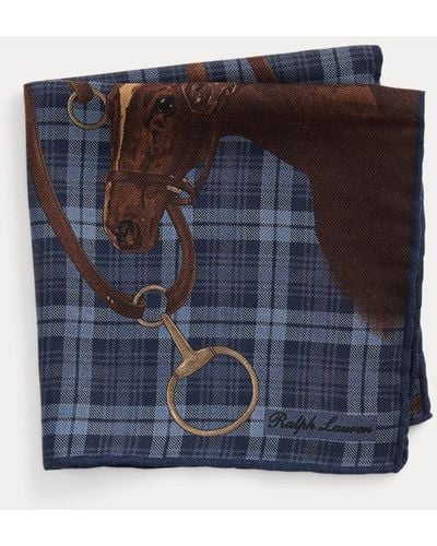 Ralph Lauren Equestrian Cashmere-silk Pocket Square - Blue