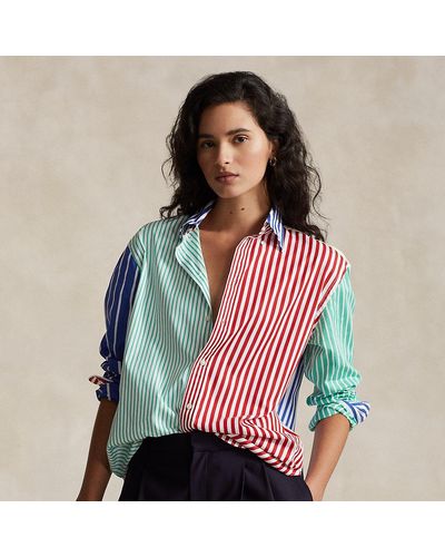 Polo Ralph Lauren Camicia patchwork oversize in cotone - Blu