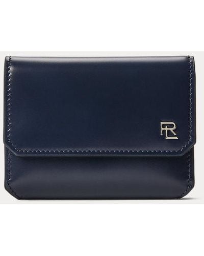 Ralph Lauren Collection Petit portefeuille vertical RL vachette - Bleu