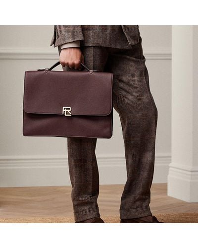Ralph Lauren Purple Label Rl Pebbled Calfskin Briefcase - Brown