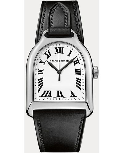 Ralph Lauren Reloj grande con esfera blanca de acero - Negro