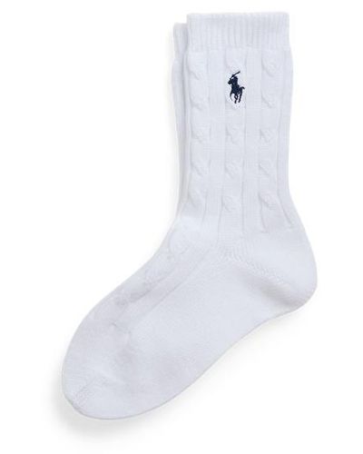Polo Ralph Lauren Cable-knit Crew Socks - White