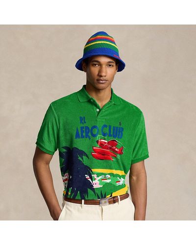 Ralph Lauren Classic Fit Terry Graphic Polo Shirt - Green
