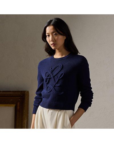 Ralph Lauren Collection Pullover RL aus Seiden-Bouclé - Blau
