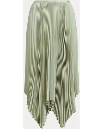 Ralph Lauren Pleated Georgette Handkerchief Skirt - Green