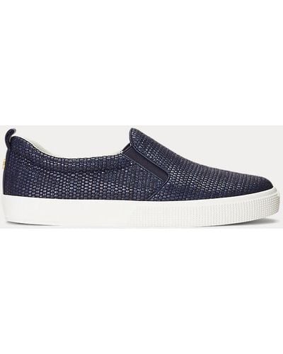 Lauren by Ralph Lauren Sneaker Haddley mit Lederbesatz - Blau