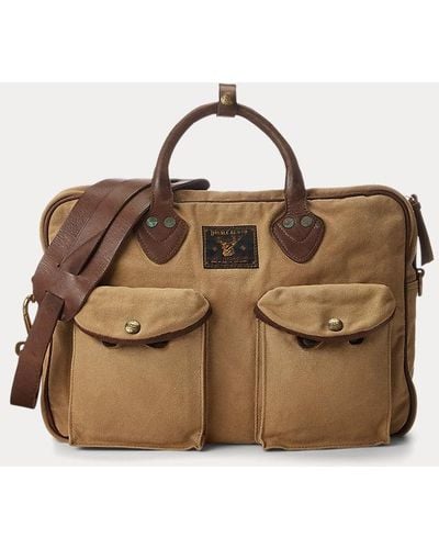 RRL Leather-trim Canvas Briefcase - Brown