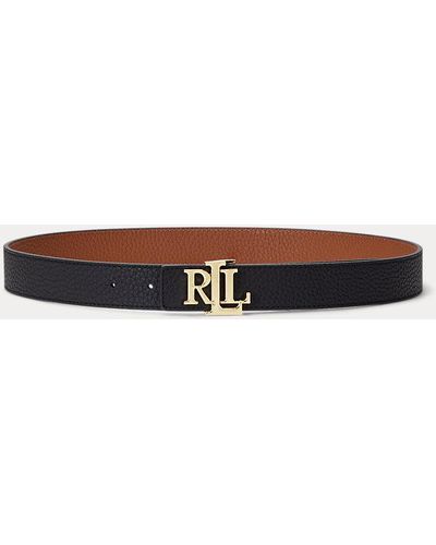 Lauren by Ralph Lauren Logo Reversible Pebbled Leather Belt - Multicolour