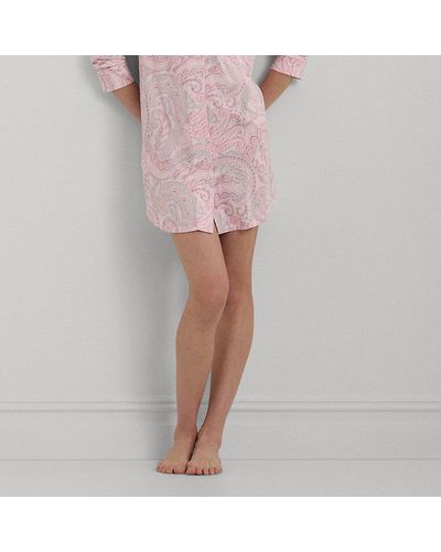 Lauren by Ralph Lauren Jersey Paisley Nachthemd Van Katoenmix - Roze