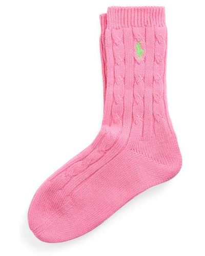 Polo Ralph Lauren Cable-knit Crew Socks - Pink