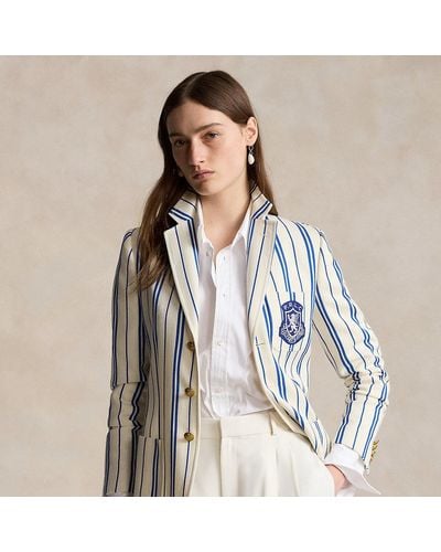 Polo Ralph Lauren Striped Wool-cotton Blazer - Blue