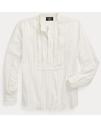 RRL Striped Twill Popover Shirt - White