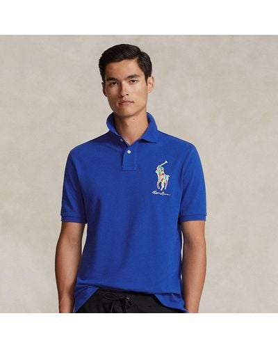 Polo Ralph Lauren Classic Fit Big Pony Mesh Polo Shirt - Blue