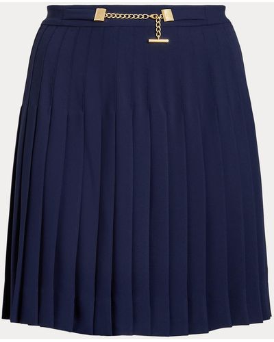 Ralph Lauren Pleated Georgette Skirt - Blue