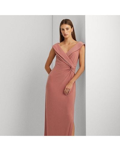 Lauren by Ralph Lauren Schulterfreies Abendkleid aus Jersey - Pink
