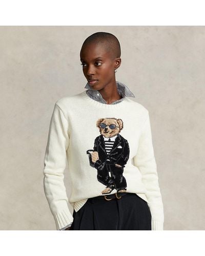 Polo Ralph Lauren Polo Bear-motif Cotton-blend Sweater - Natural