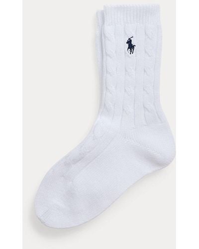 Polo Ralph Lauren Crew-Socken mit Zopfmuster - Weiß