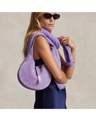 Ralph Lauren Petit sac Shoulder Polo ID en daim - Violet