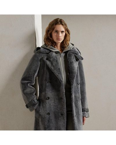 Ralph Lauren Collection Dillan Merino Shearling Coat - Grey