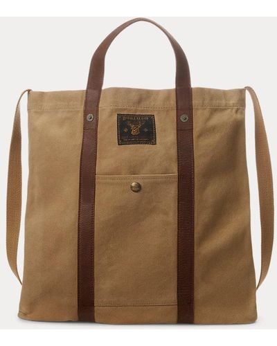 RRL Leather-trim Canvas Tote - Brown