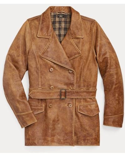 RRL Belted Leather Jacket - Brown