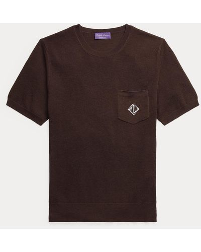 Ralph Lauren Purple Label Seiden-Baumwoll-Pullover mit Monogramm - Braun