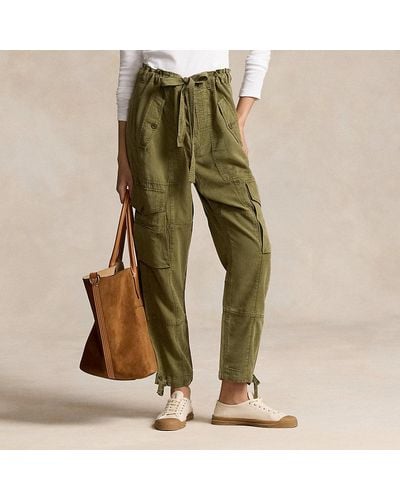 Polo Ralph Lauren Pantaloni cargo in twill di misto lino - Verde