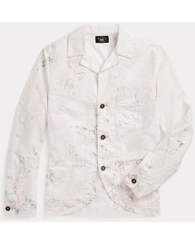 RRL Paint-splatter Linen-cotton Work Jacket - White
