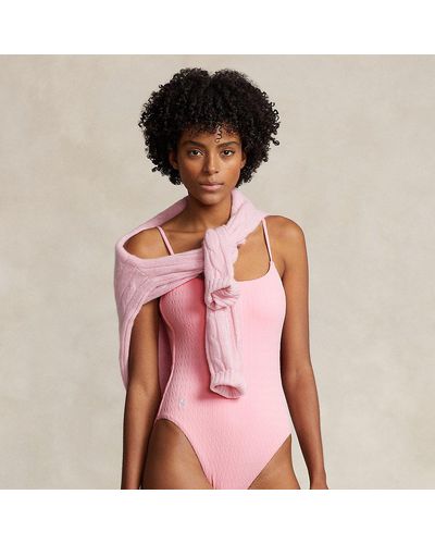 Polo Ralph Lauren Cable One-piece Swimsuit - Pink