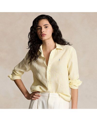 Ralph Lauren Relaxed Fit Striped Linen Shirt - Natural