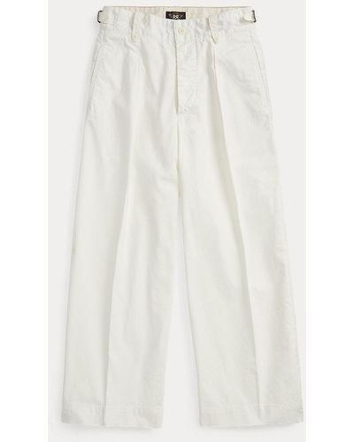 RRL Cropped Poplin Wide-leg Trouser - White