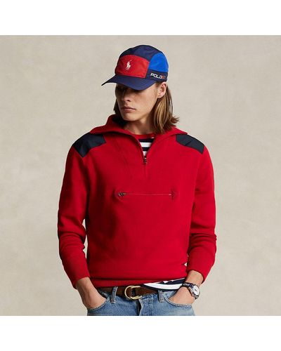 Polo Ralph Lauren Katoenen Hybride Trui Met Kwartrits - Rood