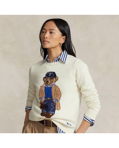 Polo Ralph Lauren Wollpullover mit Polo Bear - Natur