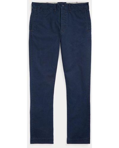 RRL Ralph Lauren - Pantalón Slim Fit de sarga en espiga - Azul