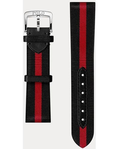 Polo Ralph Lauren Bracelet de montre en soie rayée - Noir