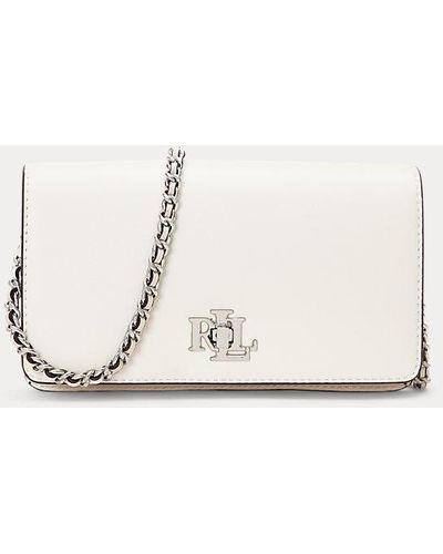 Lauren by Ralph Lauren Leren Tech-crossbodytas Met Draaislot - Wit