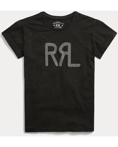 RRL Katoenen Jersey T-shirt Met Logo - Zwart