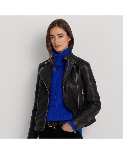 Lauren by Ralph Lauren Tumbled-leather Jacket - Black