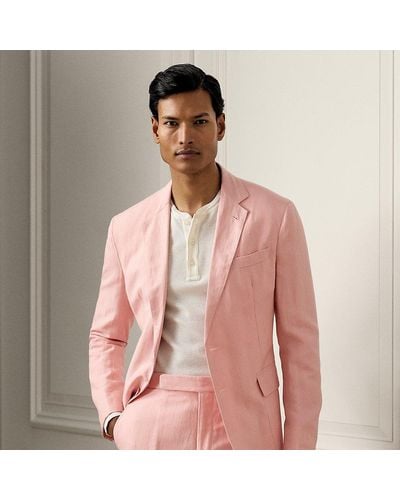 Ralph Lauren Purple Label Ralph Lauren Hadley Hand-tailored Silk-linen Jacket - Pink