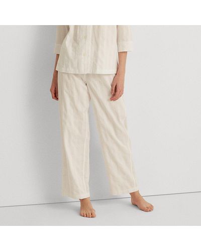 Lauren by Ralph Lauren Striped Cotton Ankle Sleep Set - Natural