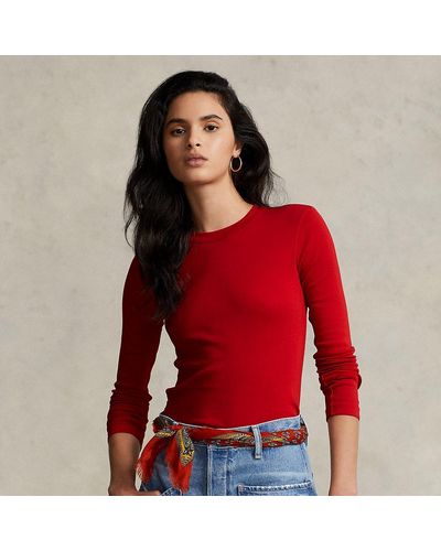 Ralph Lauren Ribbed Cotton Long-sleeve Tee - Red