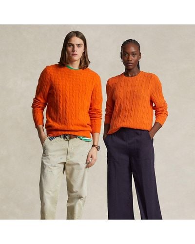 Ralph Lauren The Iconic Cable-knit Cashmere Sweater - Orange